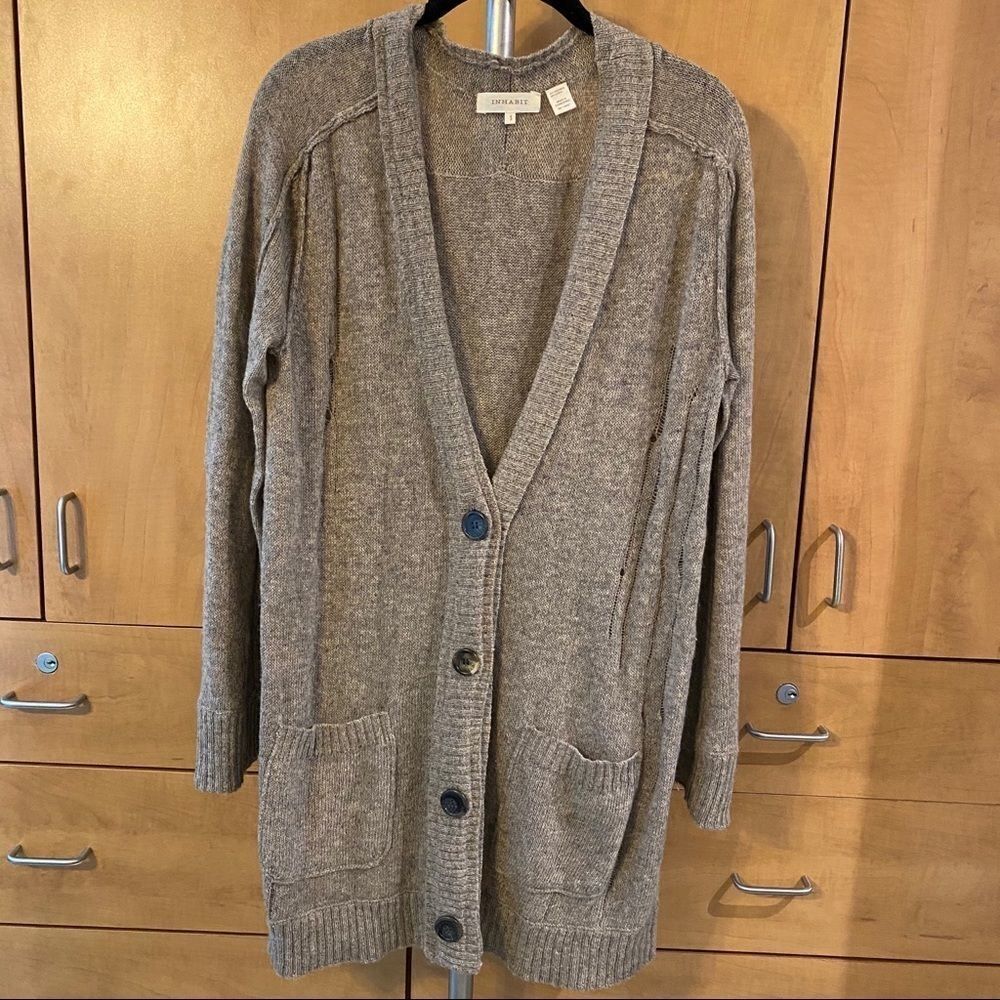 Inhabit Cashmere Alpaca Blend distressed long cardigan - size S - Picture 1 of 6